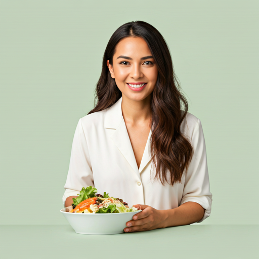Mujer disfrutando de comida saludable