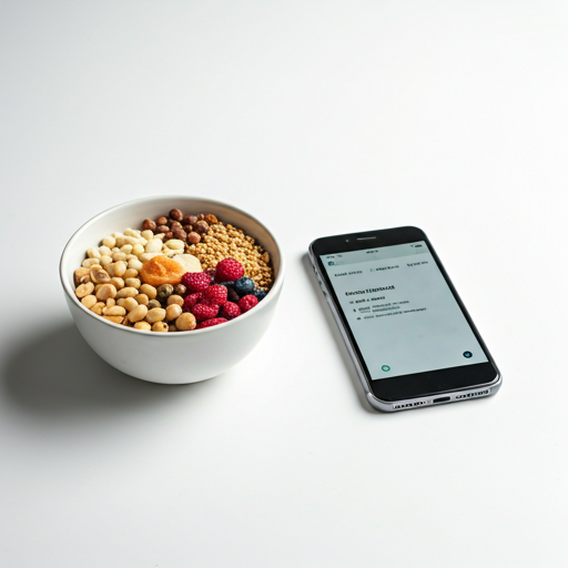 Comida saludable y smartphone
